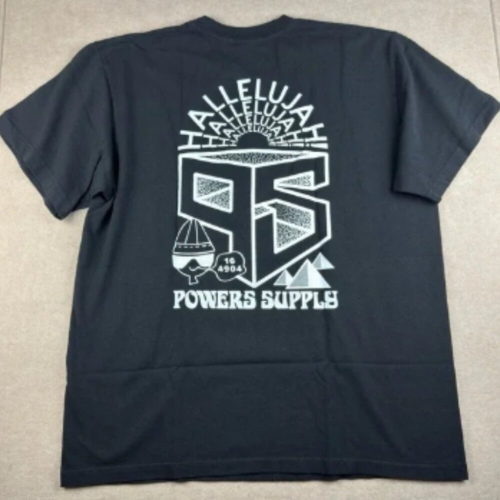 Powers Supply Shirt Men L Black Graphic Hallelujah 16‎ 4904 Cotton USA Made